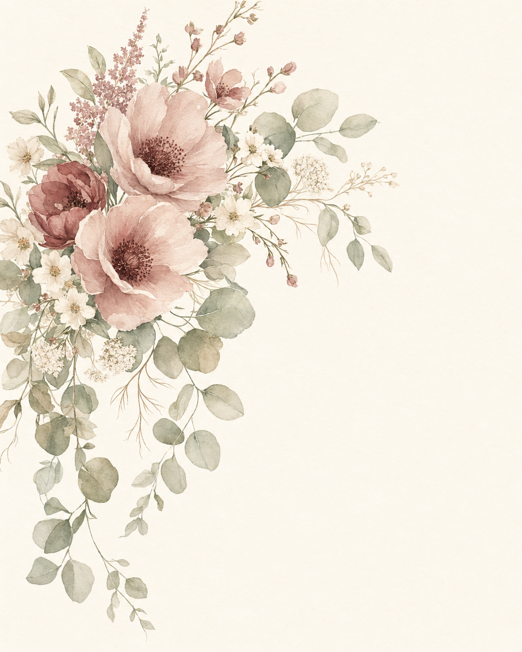 수채화로 그린 산책하는 신랑신부